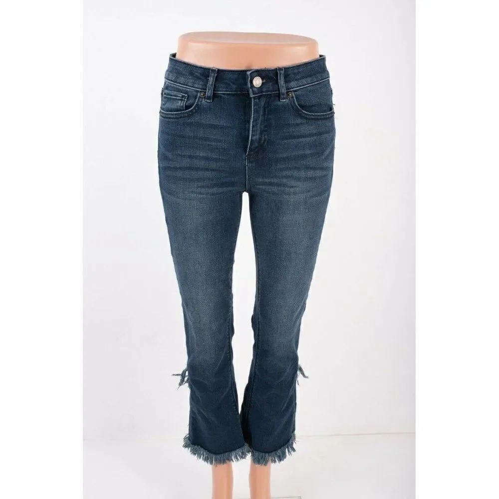1 State Womens Tulip Hem Cropped Jeans Skinny 25